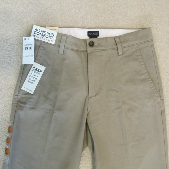 DOCKERS MEN'S SIZE 29 X 29 PANTS EASY KHAKI TAN SLIM FIT ALL MOTION COMFORT NWT - Picture 2 of 10